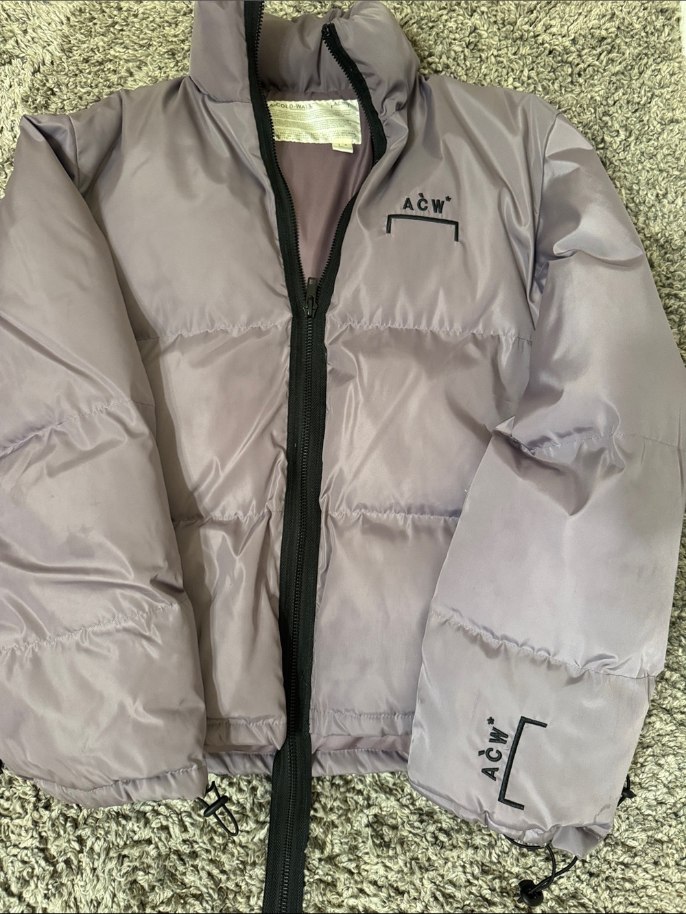 A-COLD-WALL* Kids Lilac Puffer Jacket with Black Trim cropped